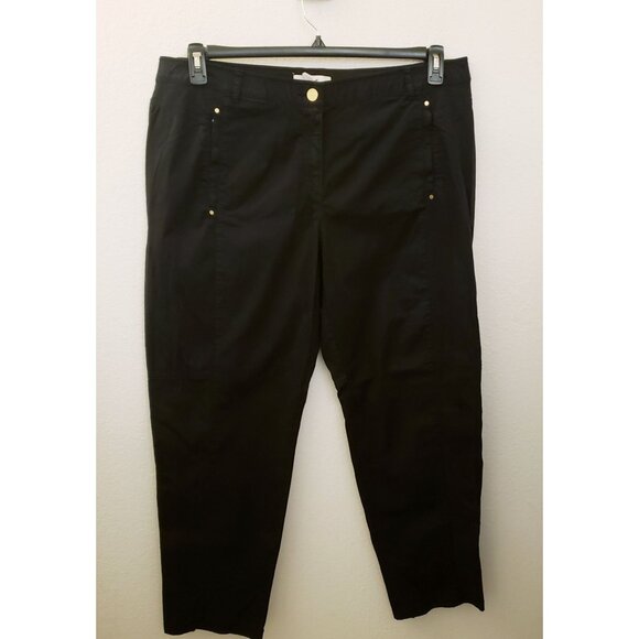 Chico's Cotton Blend Straight Leg Casual Black Pants Pockets Size L EUC - Picture 1 of 10
